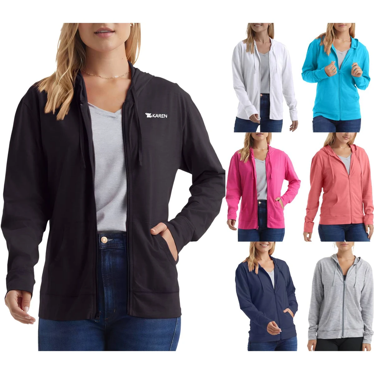 Women's Solid Color Hooded Track Shirt 1