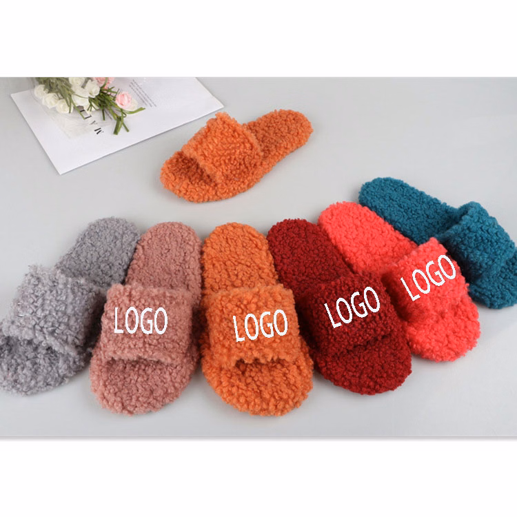 Women Faux Fur Open Toe Spa Cozy Ladies Slippers Flat Fur Slides