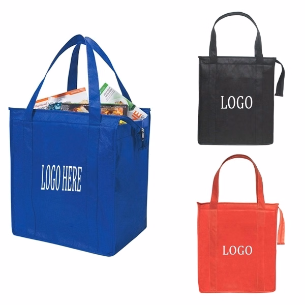 Zippered non-woven shopping bag