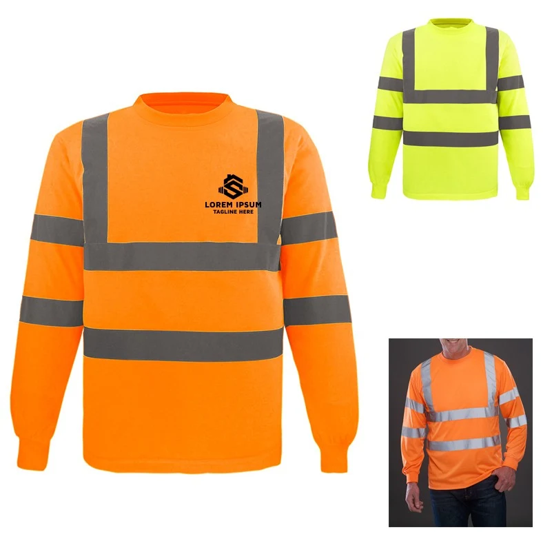 Apparel Men's Tall Hi-Vis Class 3 Performance Round Neck Long Sleeve Shirt 1