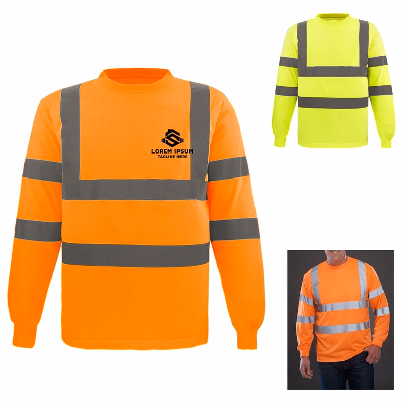 Apparel Men's Tall Hi-Vis Class 3 Performance Round Neck Long Sleeve Shirt