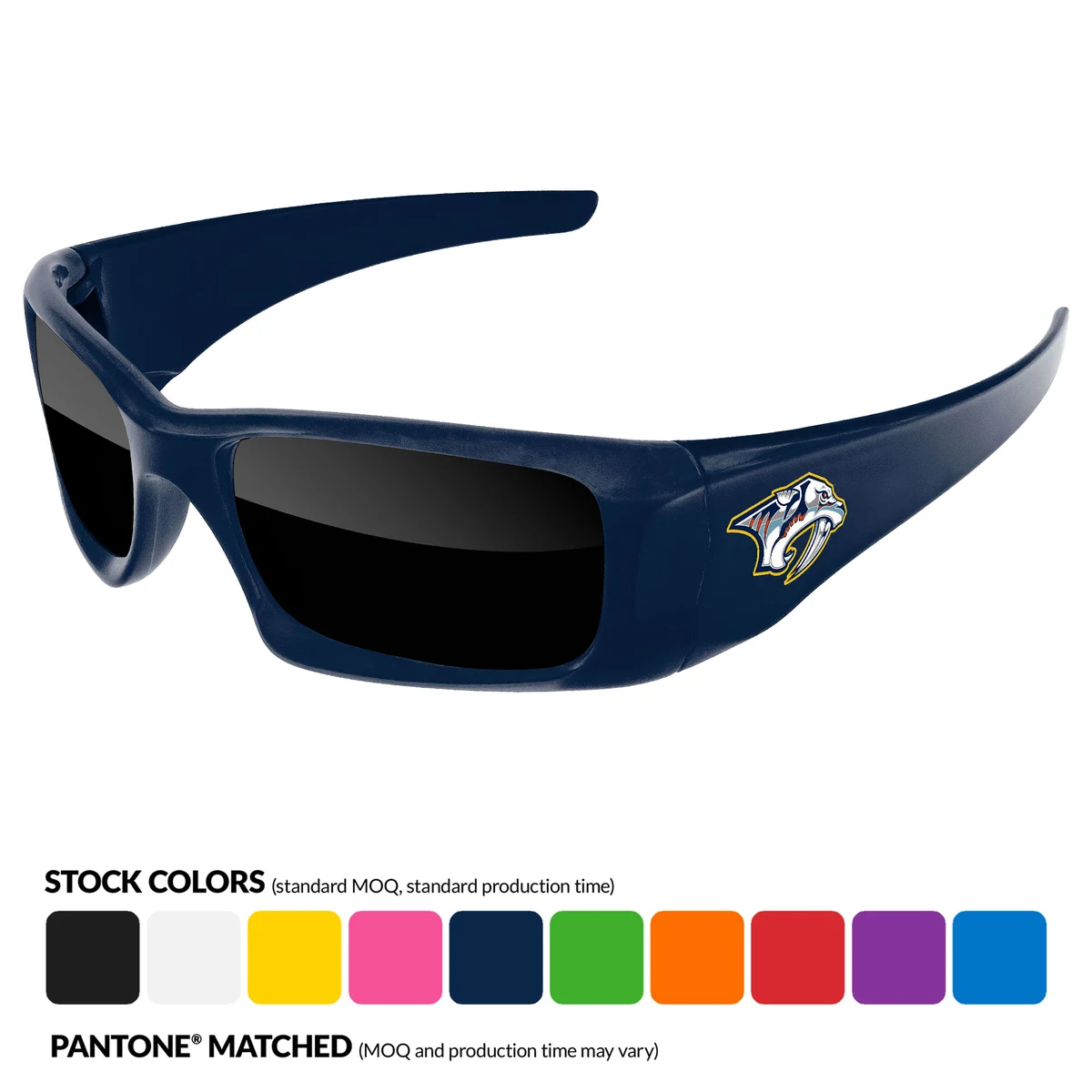 Wrap Sunglasses w/ multi-color temple imprint 1