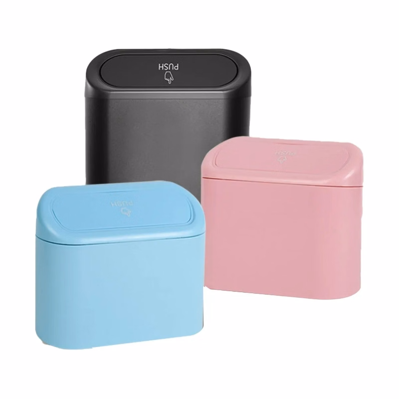 Mini Car Trash Can With Push Lid Door Mount
