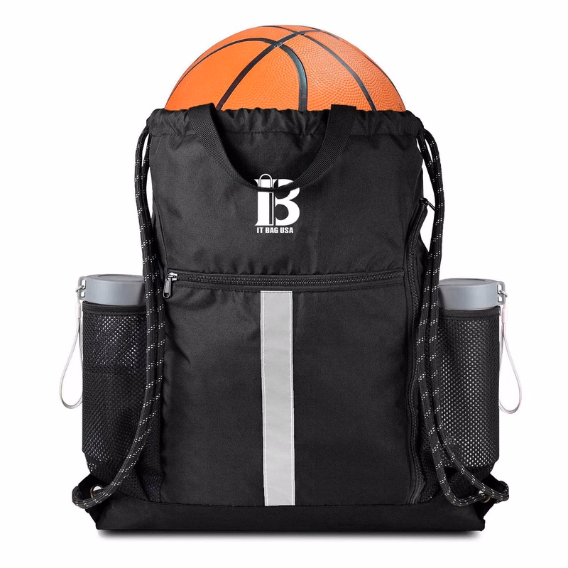 Drawstring Backpack With Shoe Compartment and Water Bottle