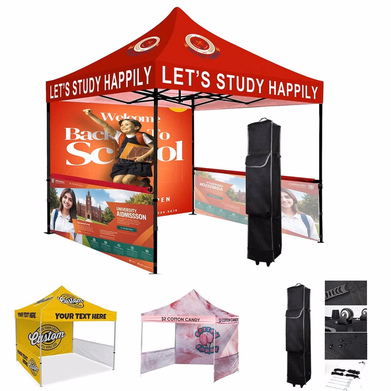 10ft x 10ft Business Steel Frame Tent Kit with Full Back and Two Half Sides

