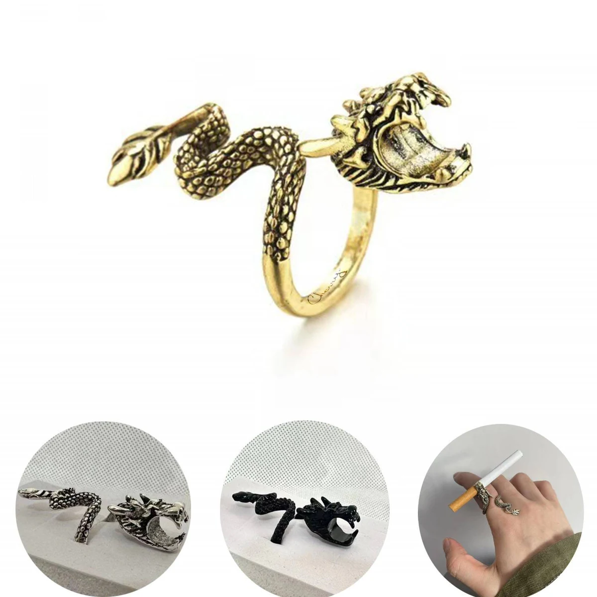 Adjustable Dragon shaped Smoking Ring 1