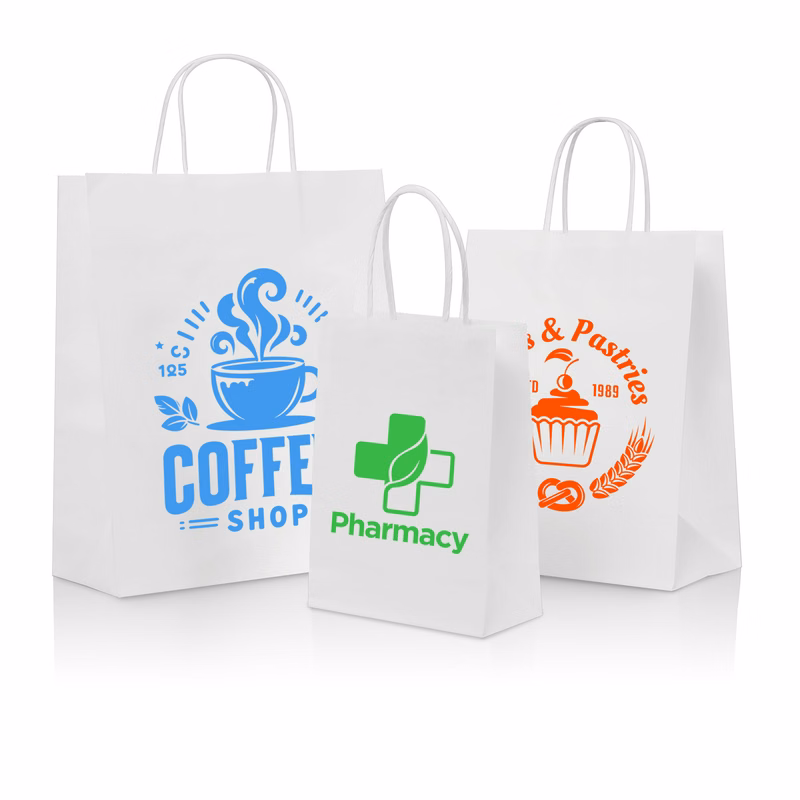 White Kraft Paper Shopper Tote Bag