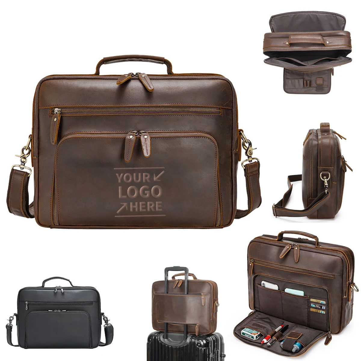 Luxury Leather Business Briefcase Shoulder Bag 1