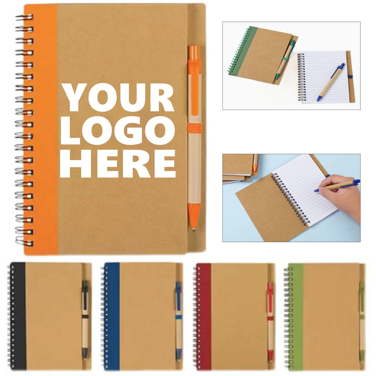 Spiral Notebook with Kraft Cover + Pen 1