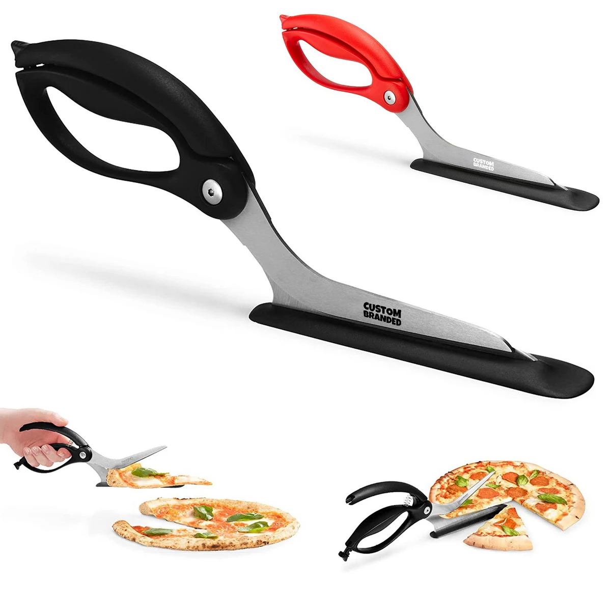 All-In-One Pizza Cutter Scissors W/Protective Server 1