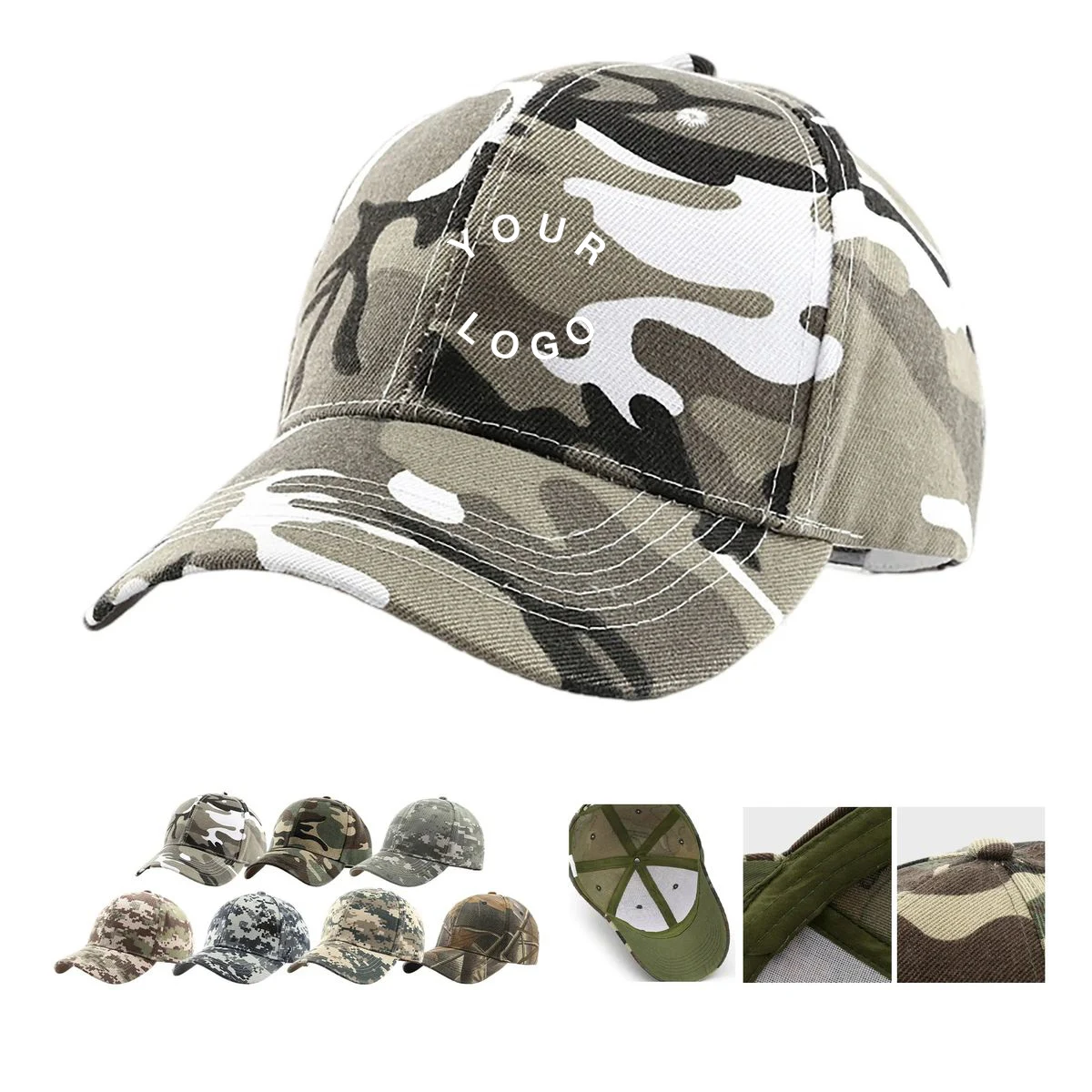 Adjustable Cotton Cap with Camouflage Design 1