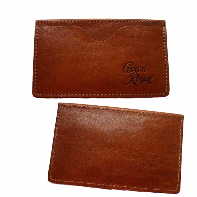 DEBOSSING & HOT STAMPING Genuine Leather 2 Pocket Business Card Holder-II