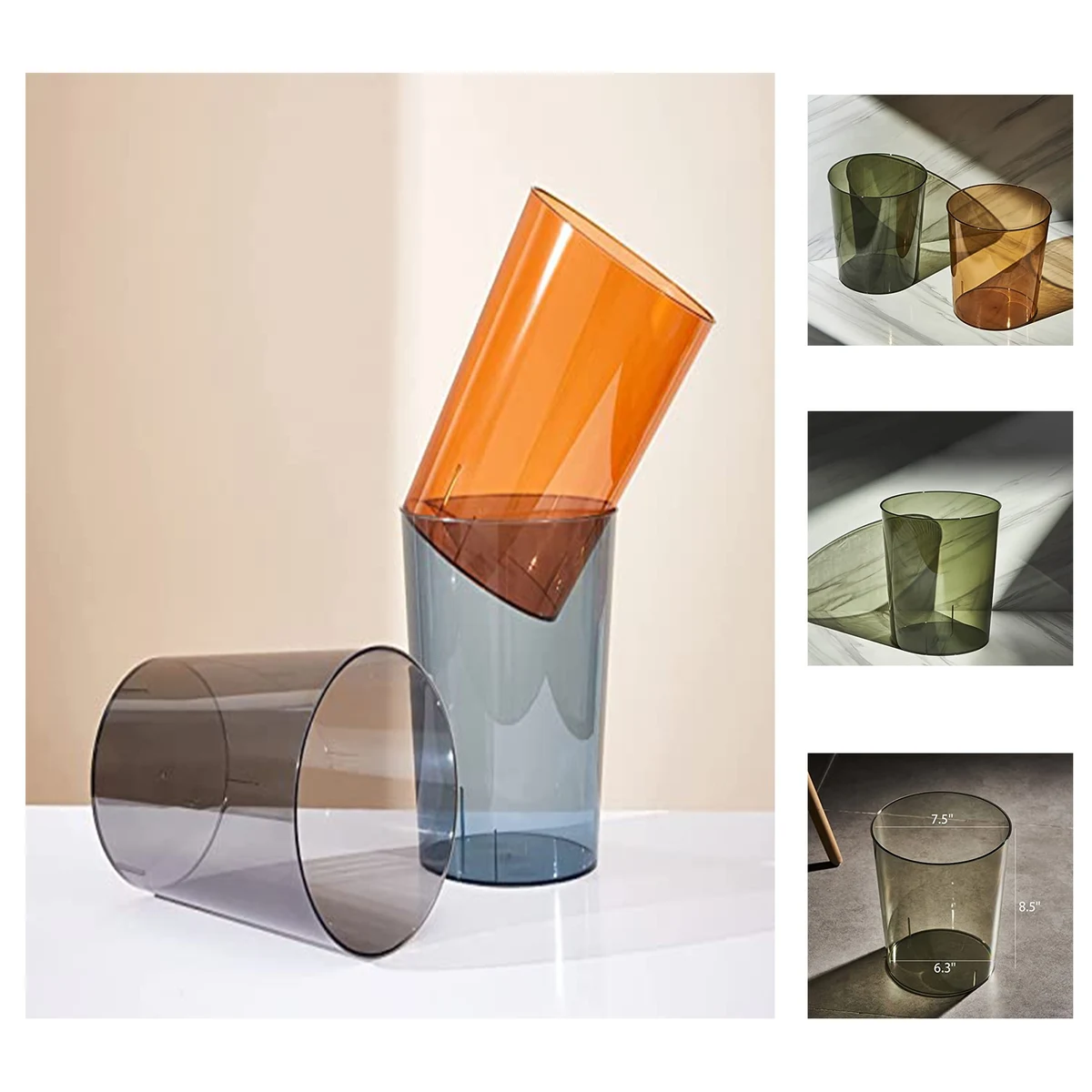 Small Round Plastic Clear Trash Can 1