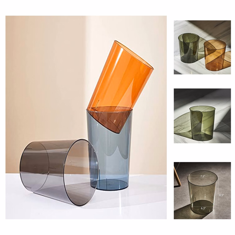Small Round Plastic Clear Trash Can