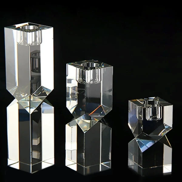 Square Diamond Cut Crystal Candle Holder 1