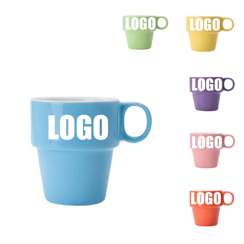 Custom 9 oz Ceramic stacked coffee cup 1
