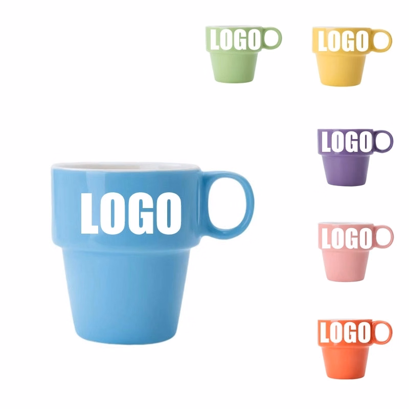 Custom 9 oz Ceramic stacked coffee cup