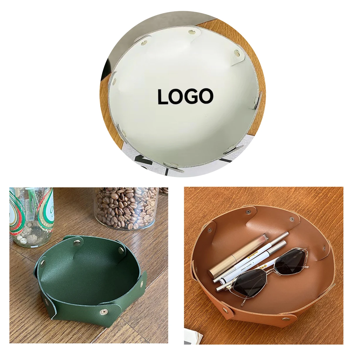 Foldable Leather Storage Tray 1