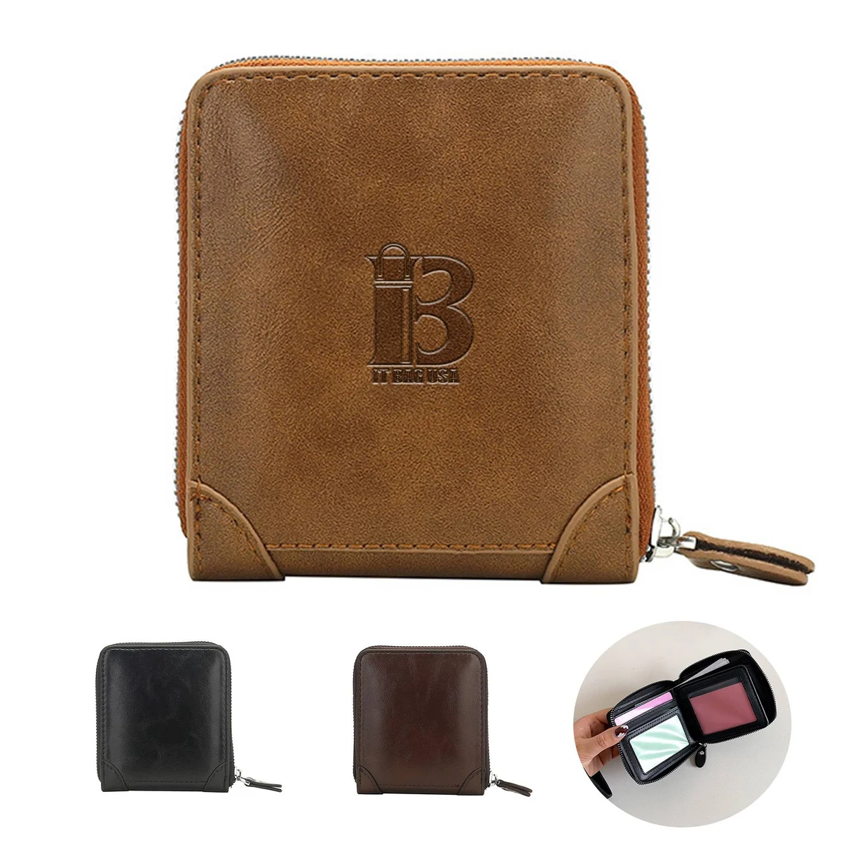 PU Fold Zipper Wallet Purse 1