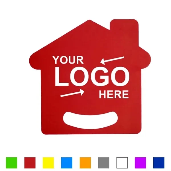 Custom House-Shaped Hand Fan Large Imprint — Real Estate & Event Marketing Item 1