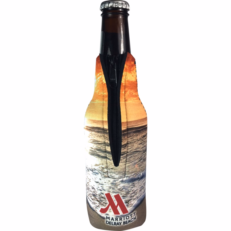 Full Color Bottle Zipper Neoprene HDX can cooler