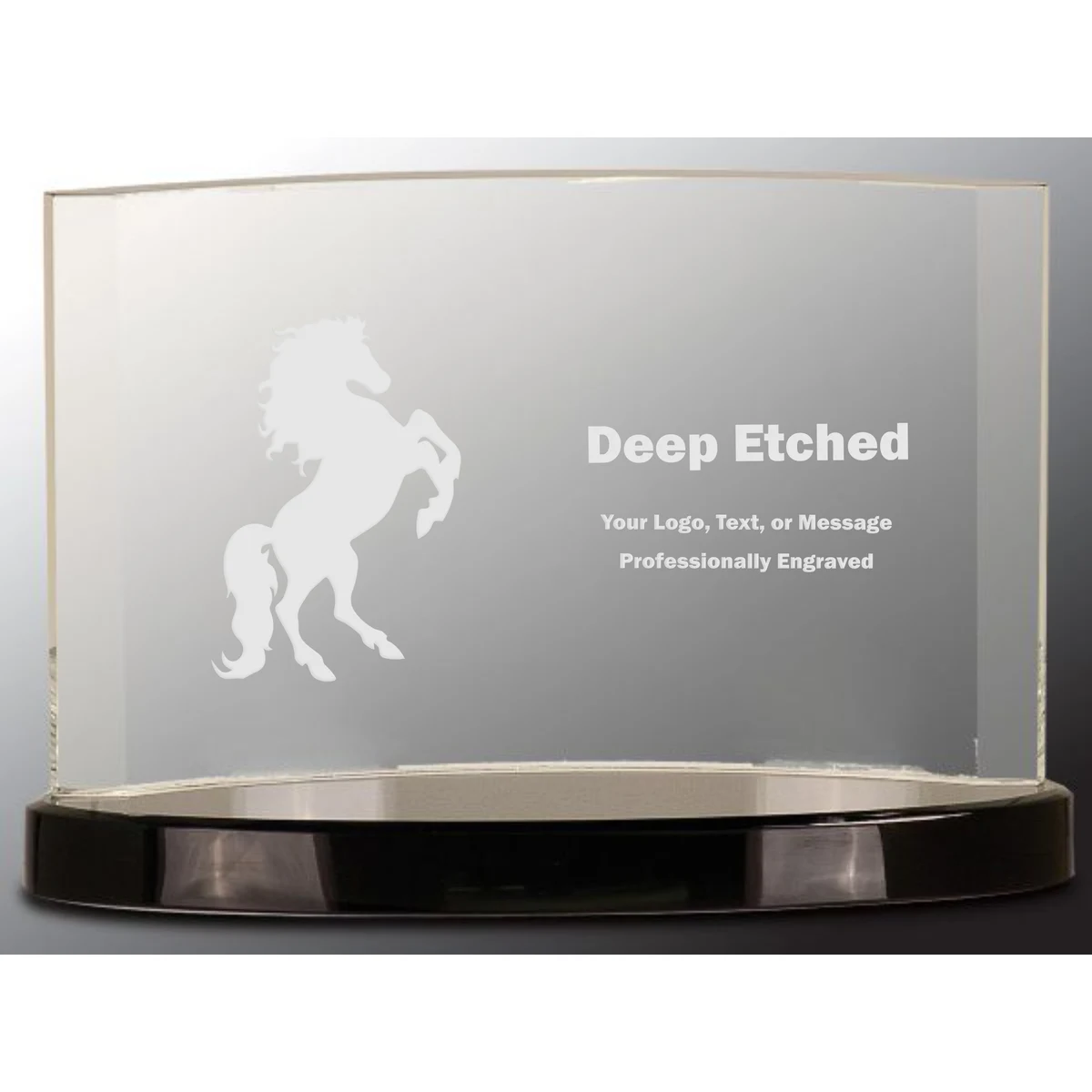9" x 6" Clear Crystal Crescent on Black Crystal Base Crystal Award 1