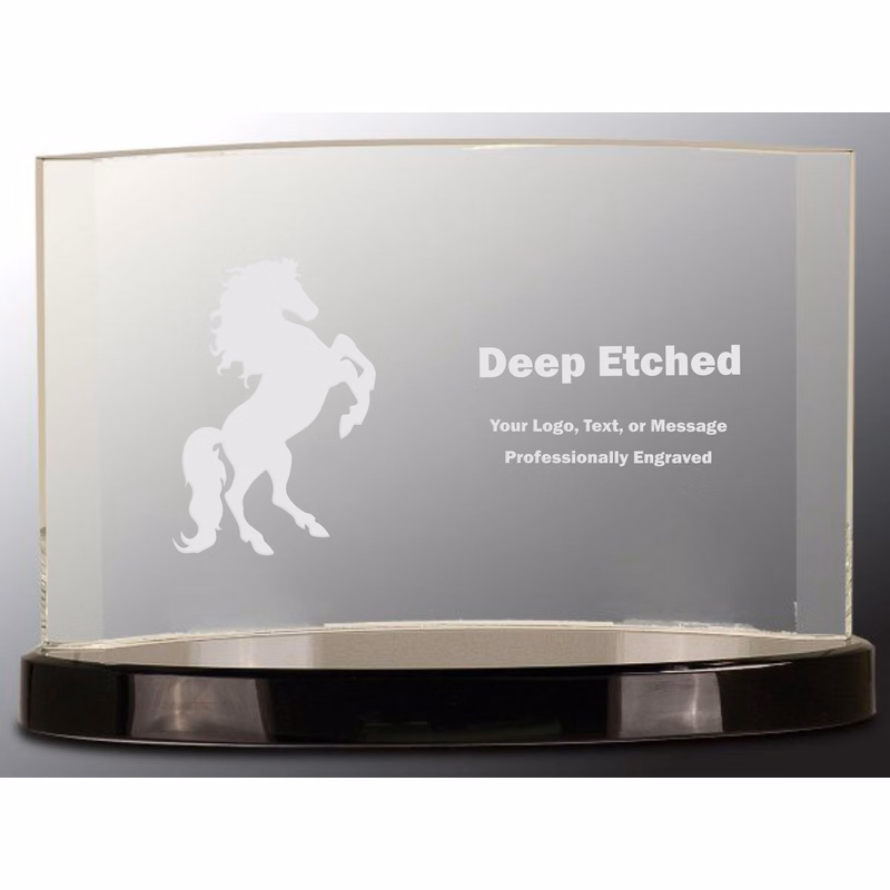9" x 6" Clear Crystal Crescent on Black Crystal Base Crystal Award