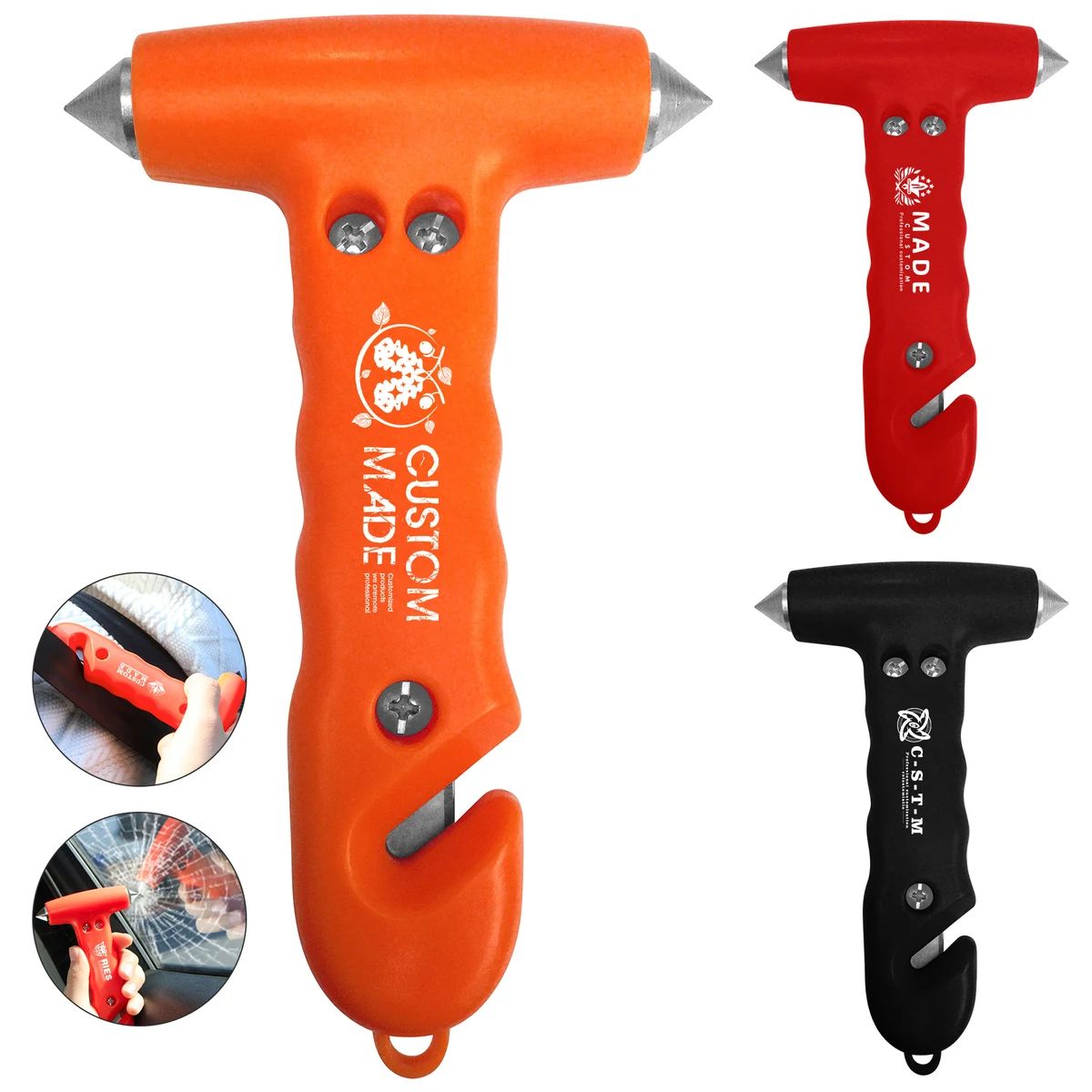 2-In-1 Double-Sided Metal Head Vehicle Safety Hammer Escape Tool 1