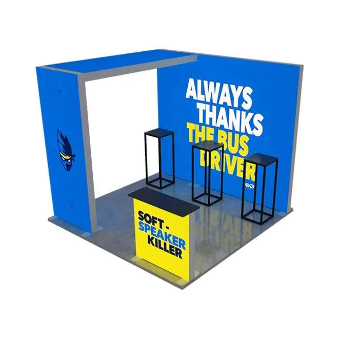10ft Backlit Trade Show Display – LED Lightbox Display with Counter & Branding Panels 1