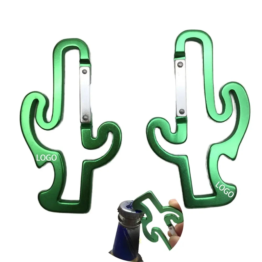 Fun Cactus Shaped Carabiner Bottle Opener Keyring 1
