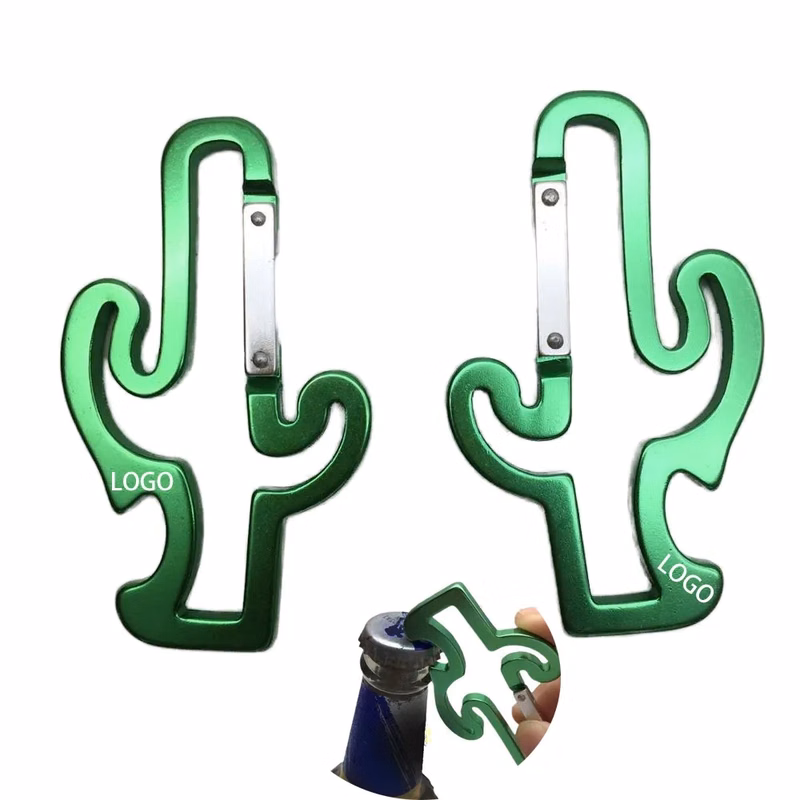Fun Cactus Shaped Carabiner Bottle Opener Keyring