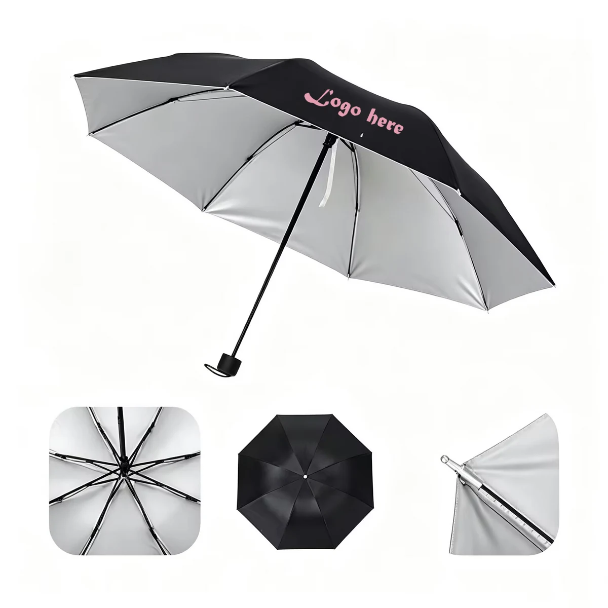8 Ribs Foldable Umbrella With Silver Inner Coating 1