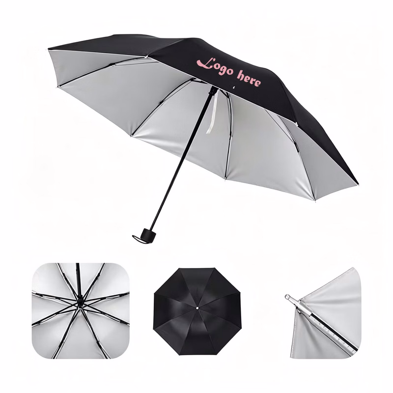 8 Ribs Foldable Umbrella With Silver Inner Coating