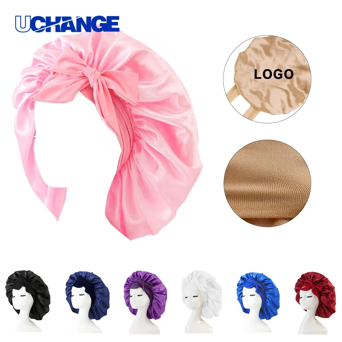 Elastic Ribbon Satin Bonnet Sleep Cap 1