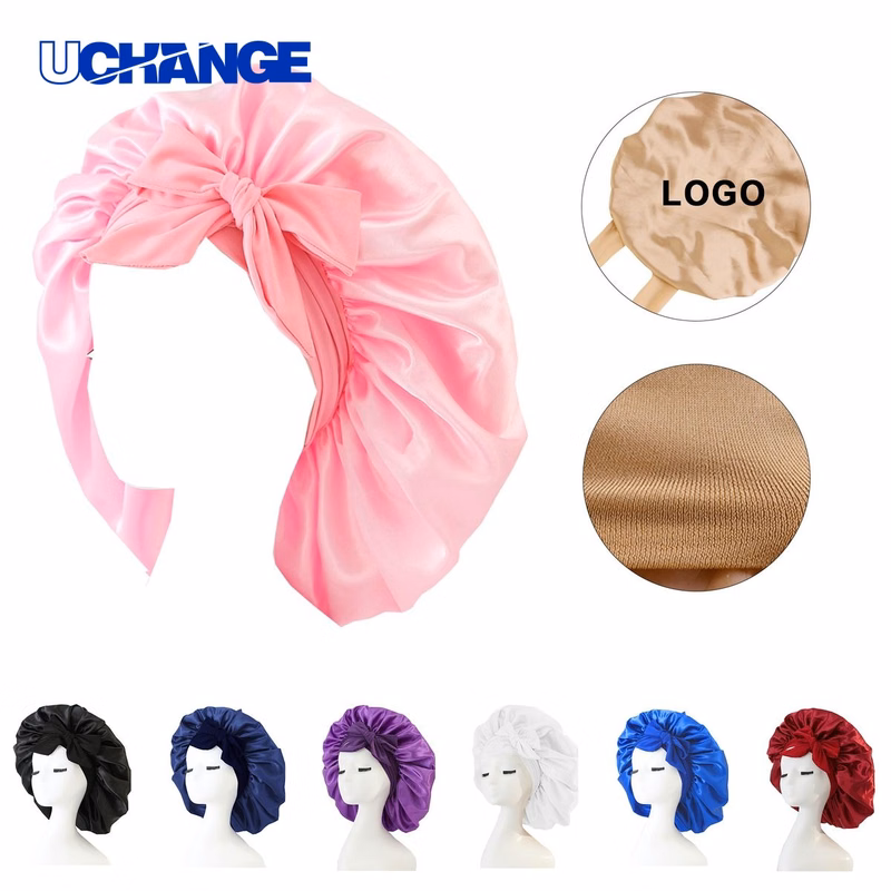 Elastic Ribbon Satin Bonnet Sleep Cap