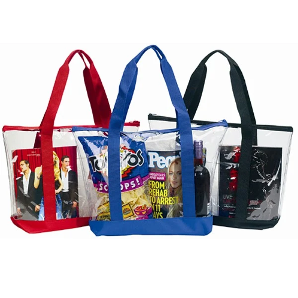 Clear Zipper Tote Security Bag with Pocket 1