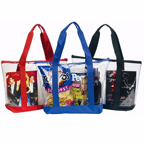 Clear Zipper Tote Security Bag with Pocket