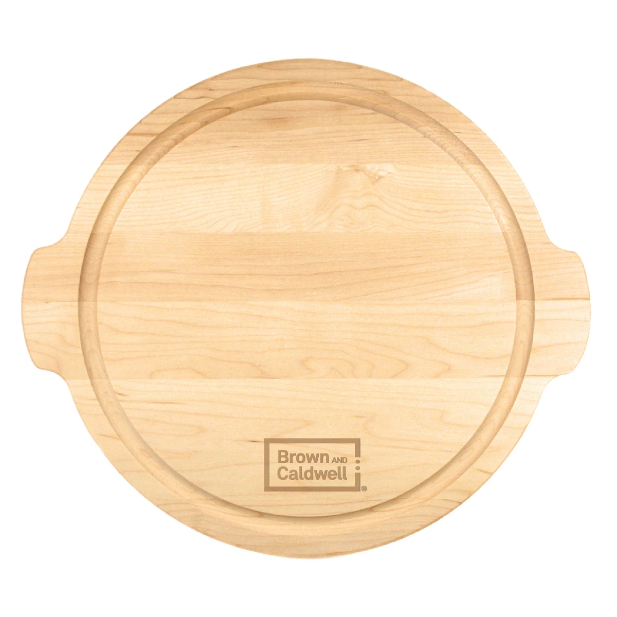 12" Maple Round Cutting Board w/ Juice Groove & Handles 1