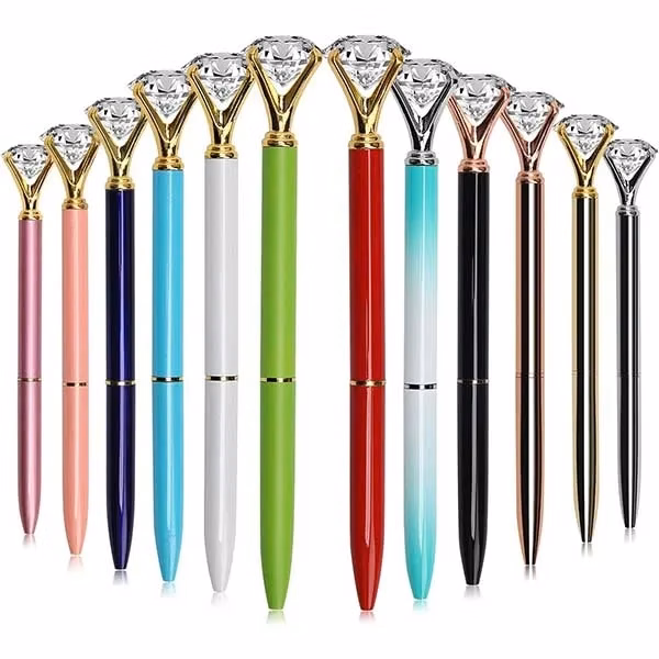 Retractable Diamond Pen Crystal Metal Ballpoint