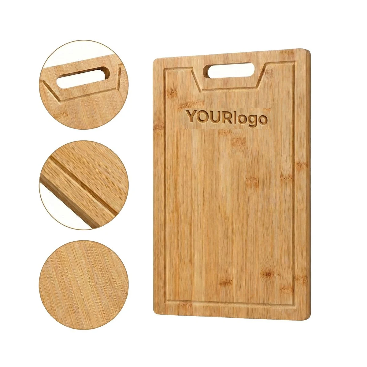 Natural Bamboo Rectangular Chopping Board With Juice Channel 1