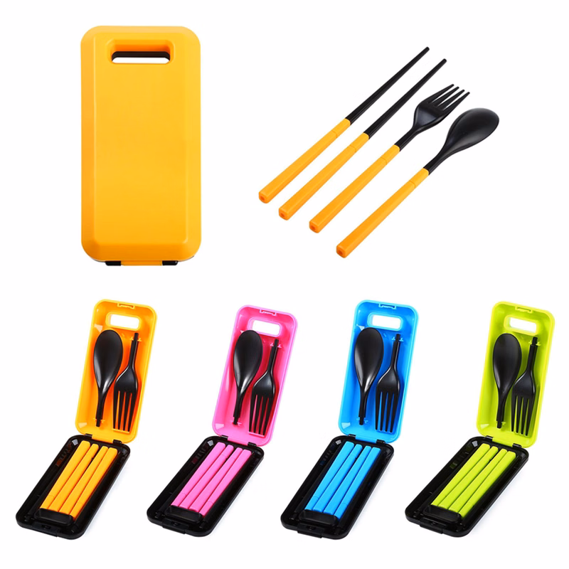 Foldable Plastic Tableware Set Travel Utensil Kit
