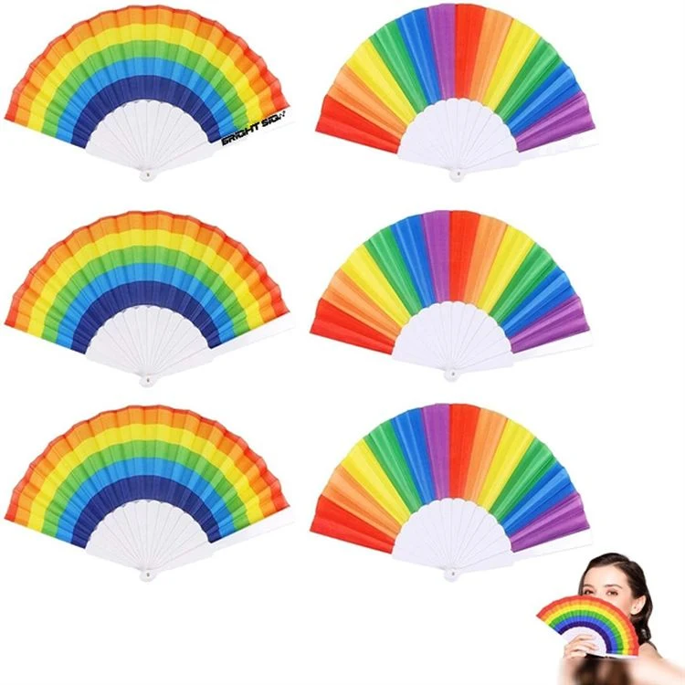 Colorful Rainbow Folding Hand Fan 1