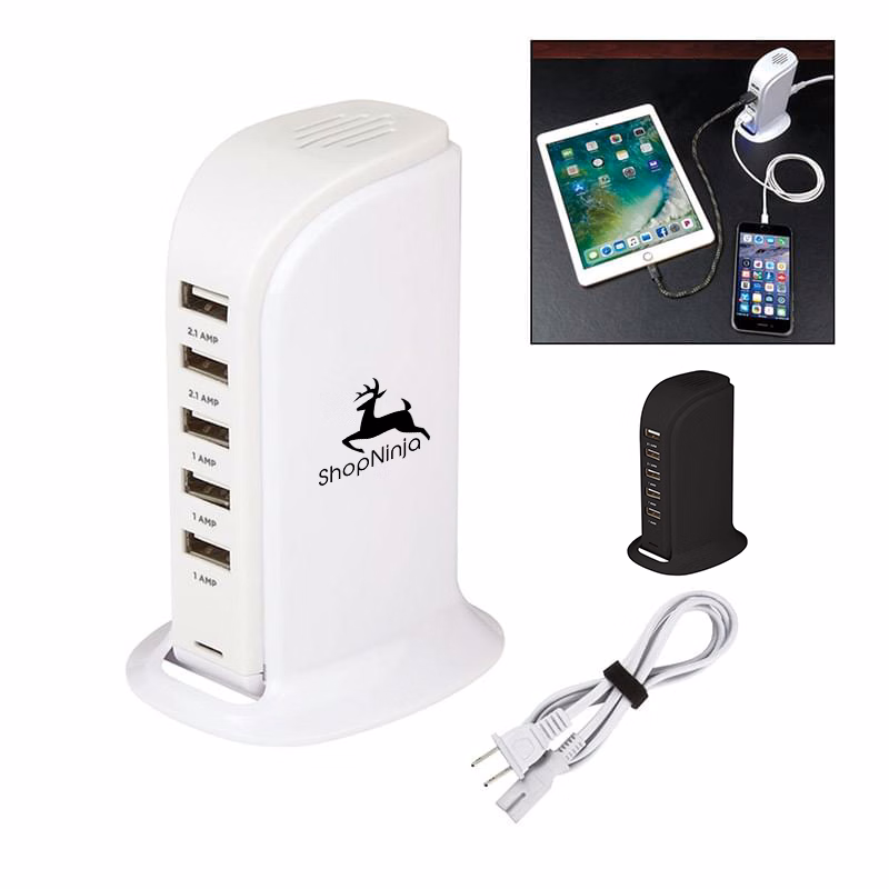 Five-Port Desk Companion USB Charging Tower