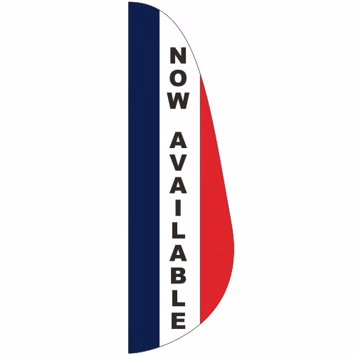 "NOW AVAILABLE" 3' x 10' Message Feather Flag