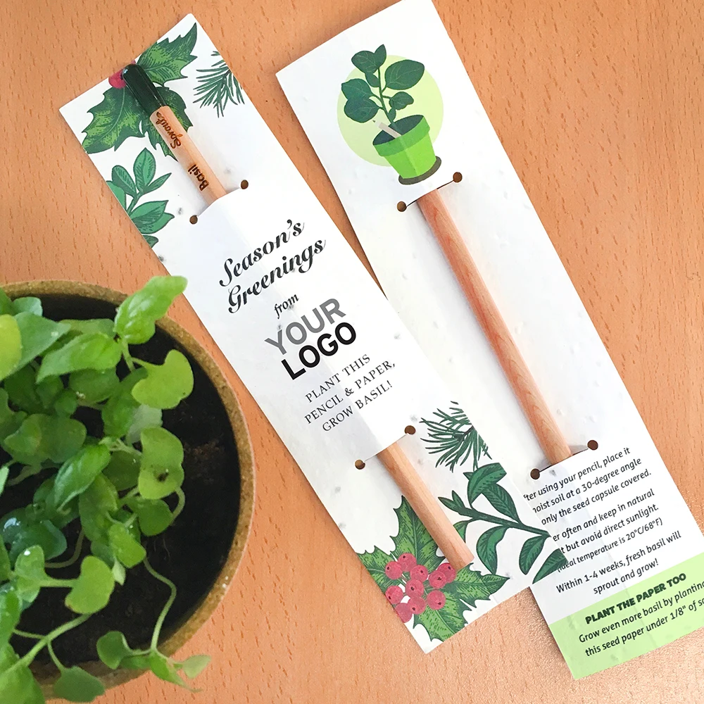 Season’s Greenings Sprout Pencil With Basil Seed Paper 1