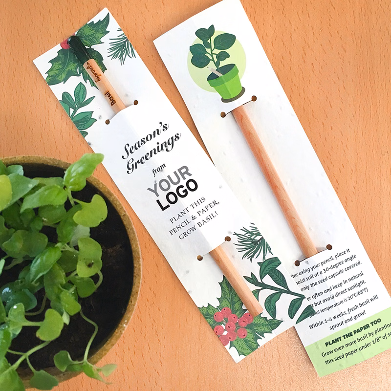 Season’s Greenings Sprout Pencil With Basil Seed Paper