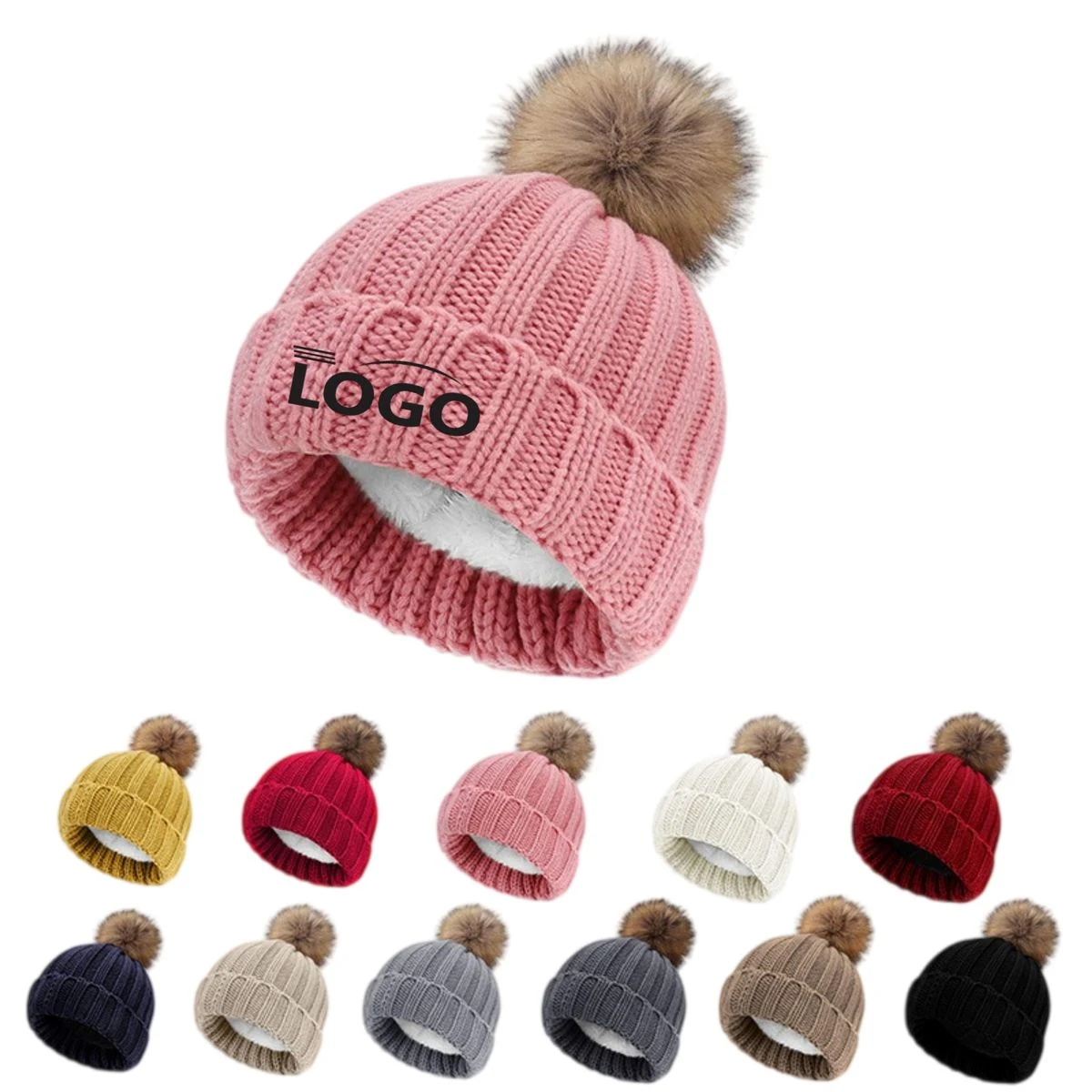 MOQ10 Pom-Pom Beanie Hat 1