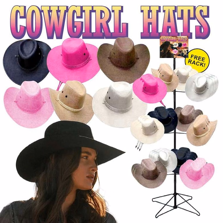 Ladies Cowgirl Hats Assorted Colors