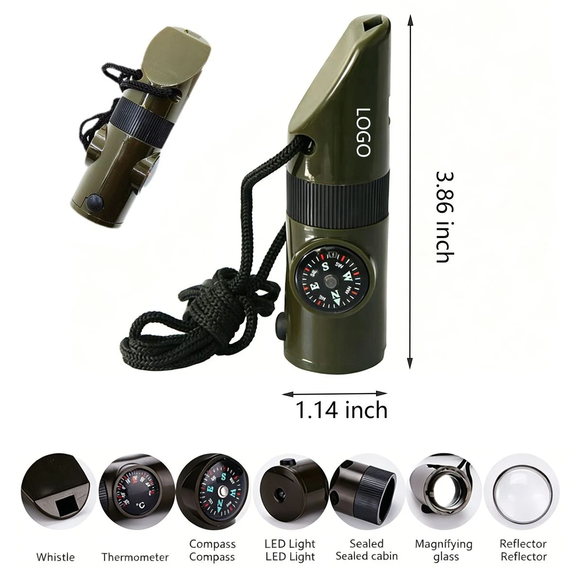 Multifunction Outdoor Whistle With Compass 1