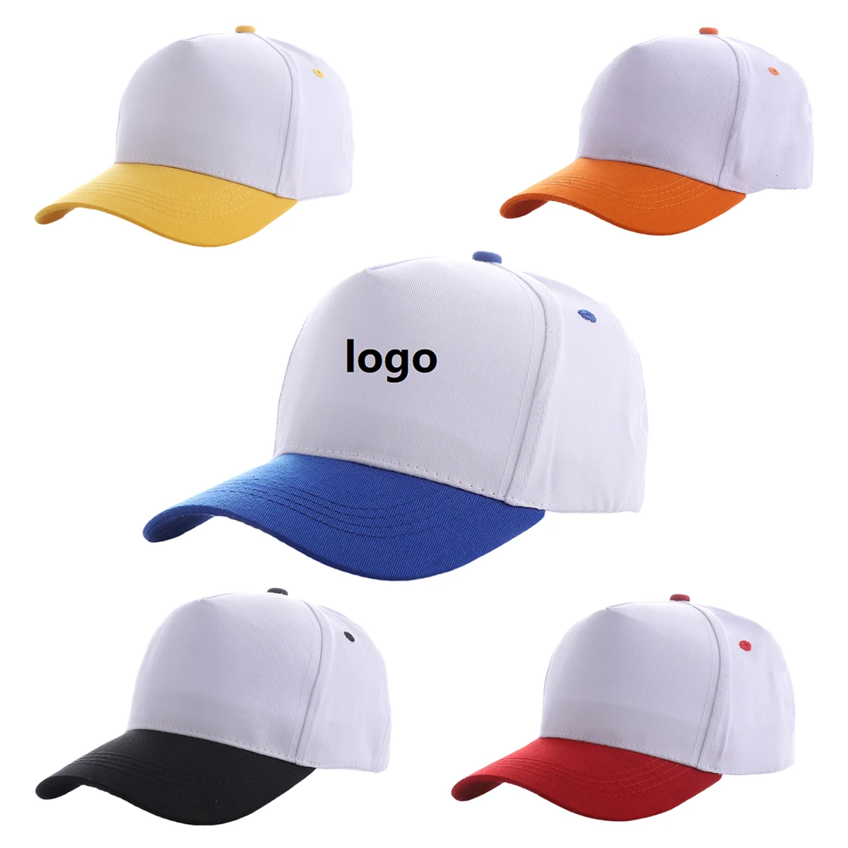 Two-Tone Structured 5 Panel Cotton Baseball Cap 1